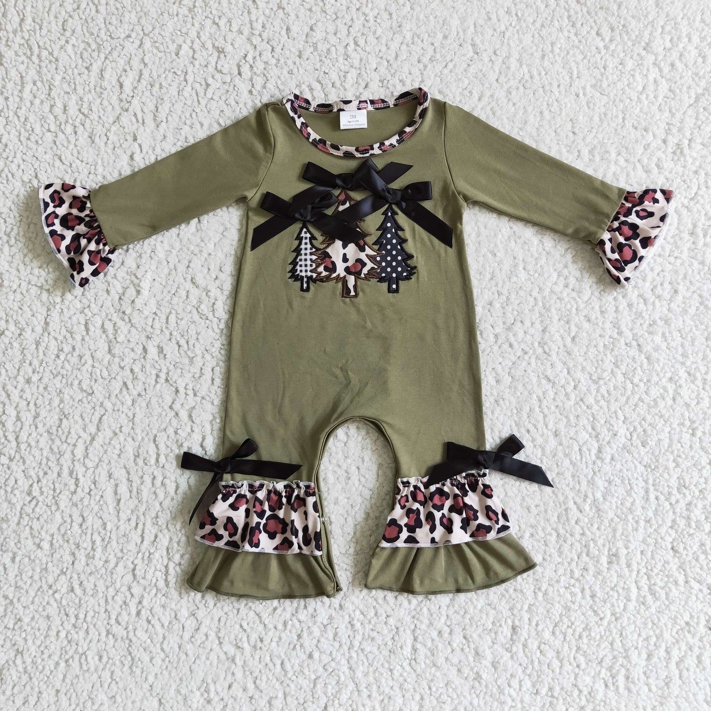 Girls Christmas embroidery romper      LR0166