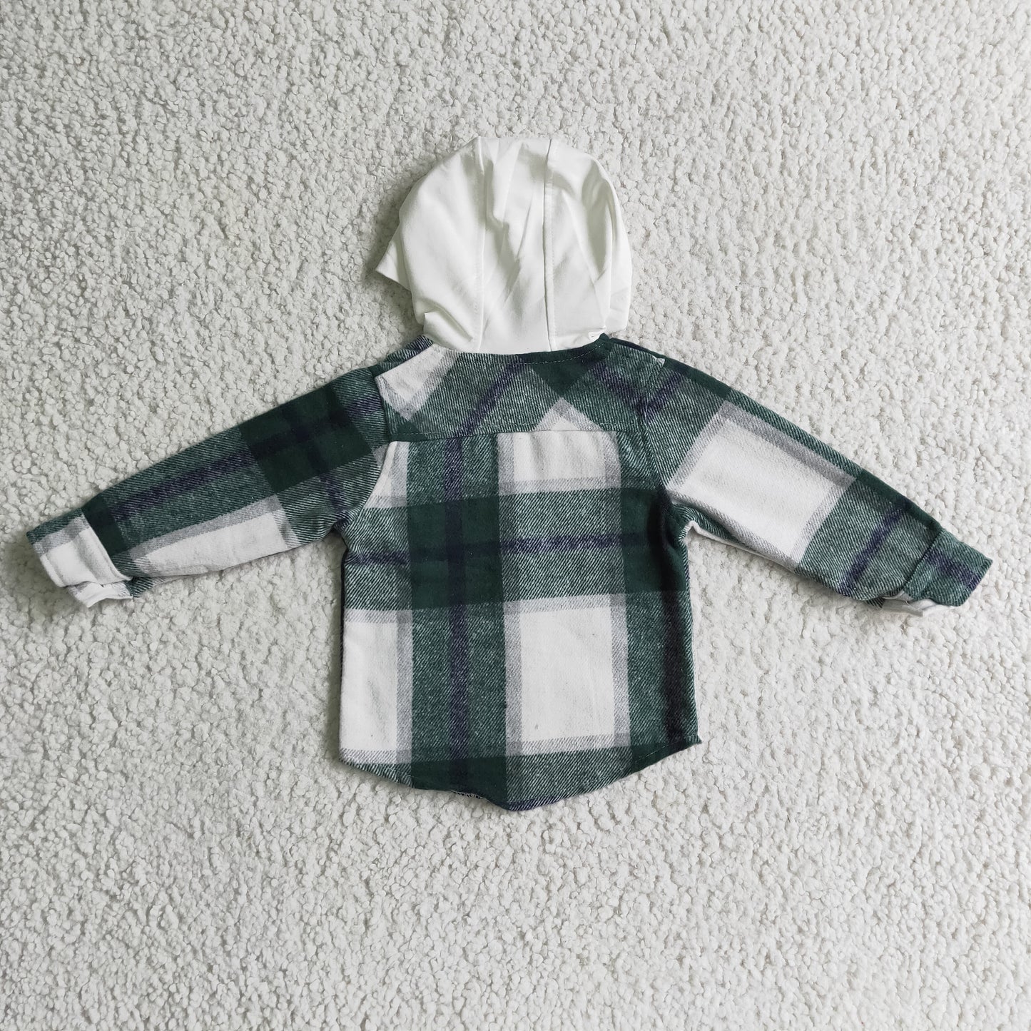 Boys green plaid hoodie coat BT0075