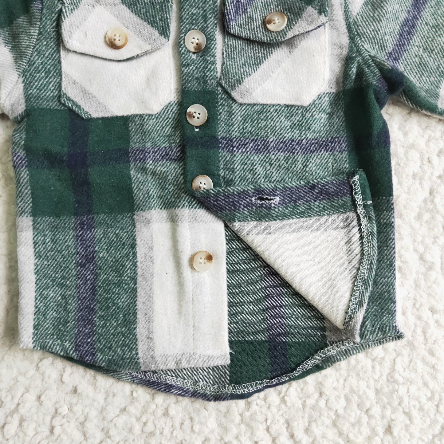 Boys green plaid hoodie coat BT0075