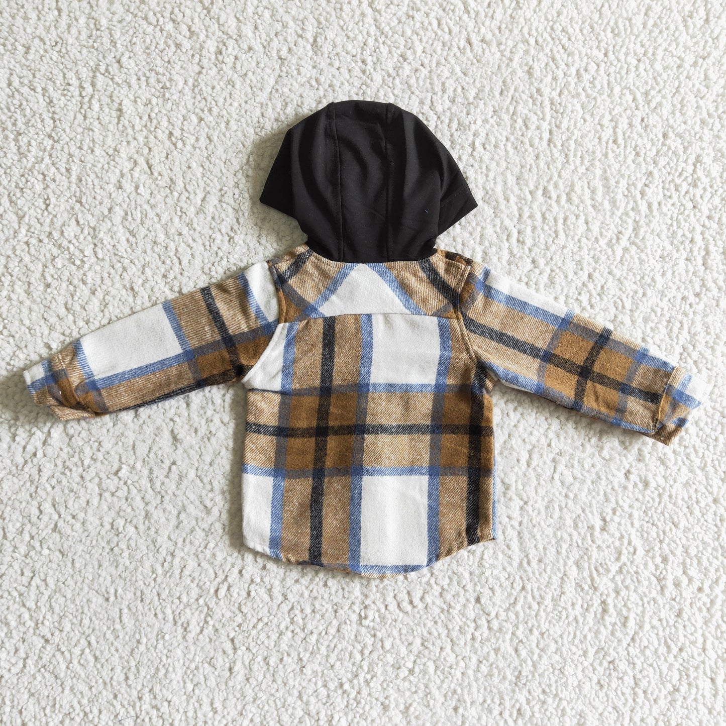 Boys brown plaid hoodie coat BT0076