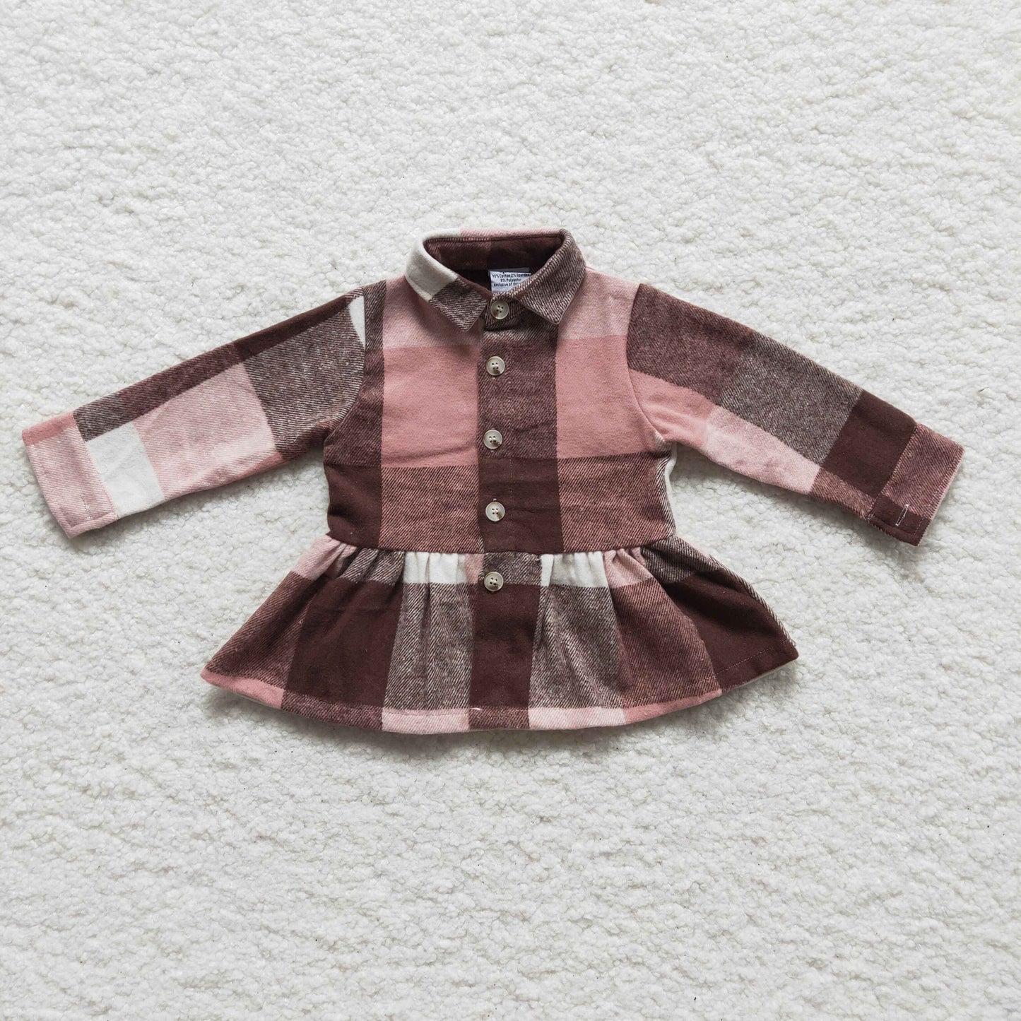 Girls cotton winter plaid button shirt GT0090