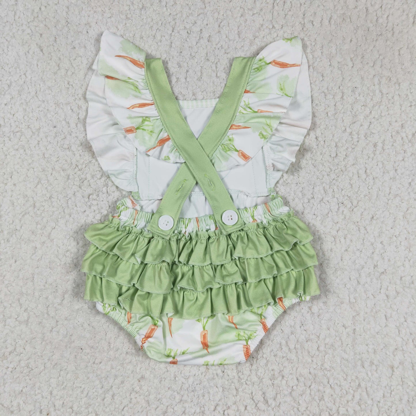 Baby girls carota print Easter bubble romper   SR0112