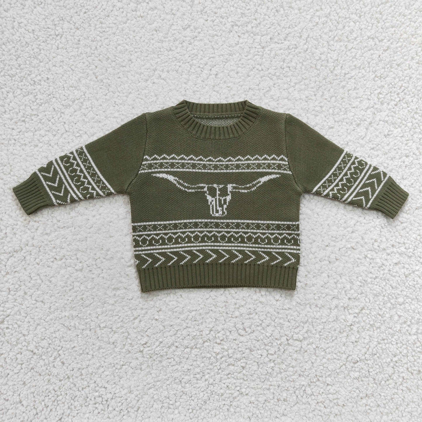 Boys western cow skull print woolen sweater        BT0178