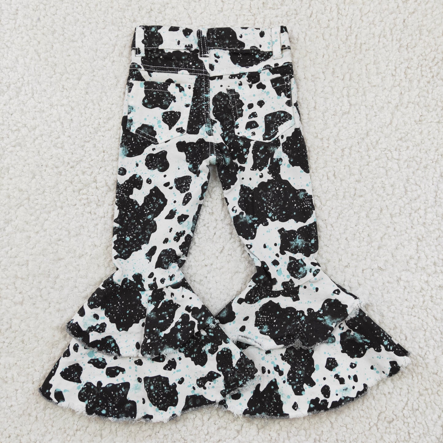 Bell bottom cow print jeans  P0031