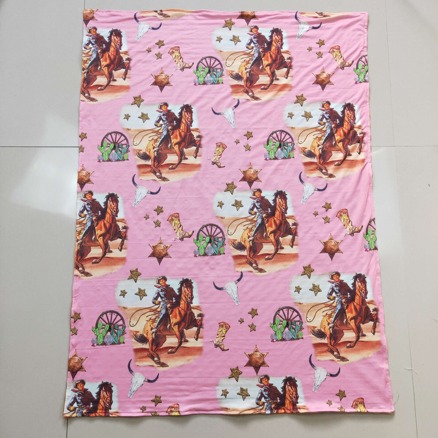 Girls pink western print blanket BL0035