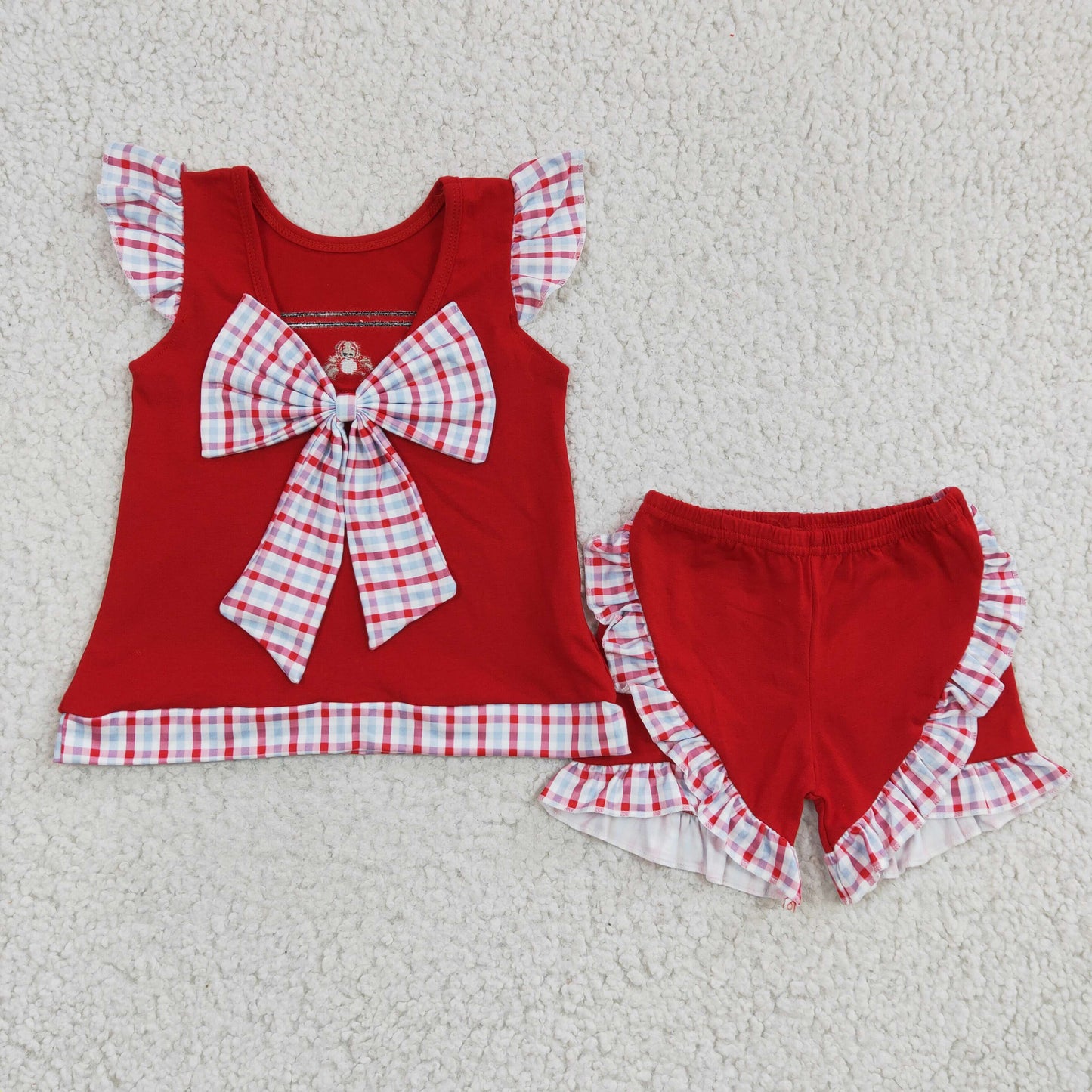 Girls crab print red summer outfit   GSSO0142