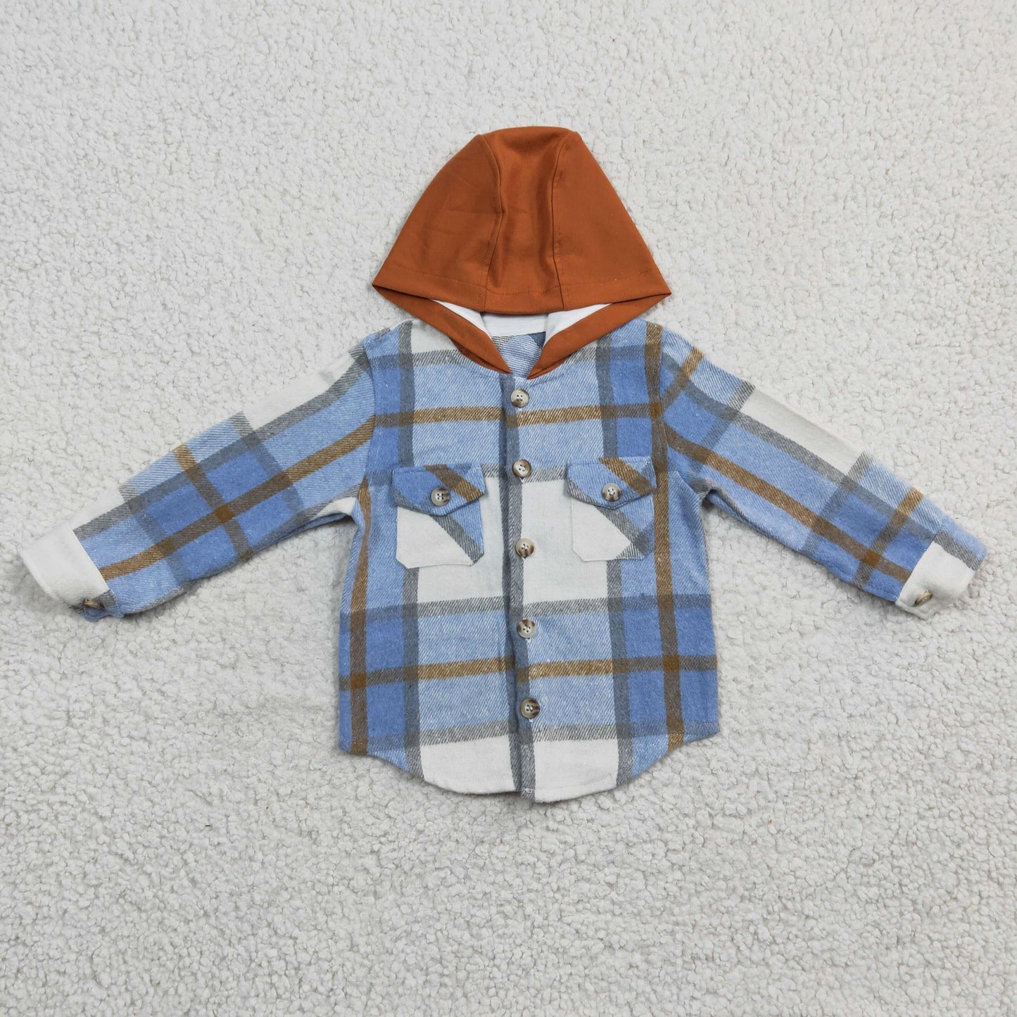 Boys blue plaid hoodie coat BT0208