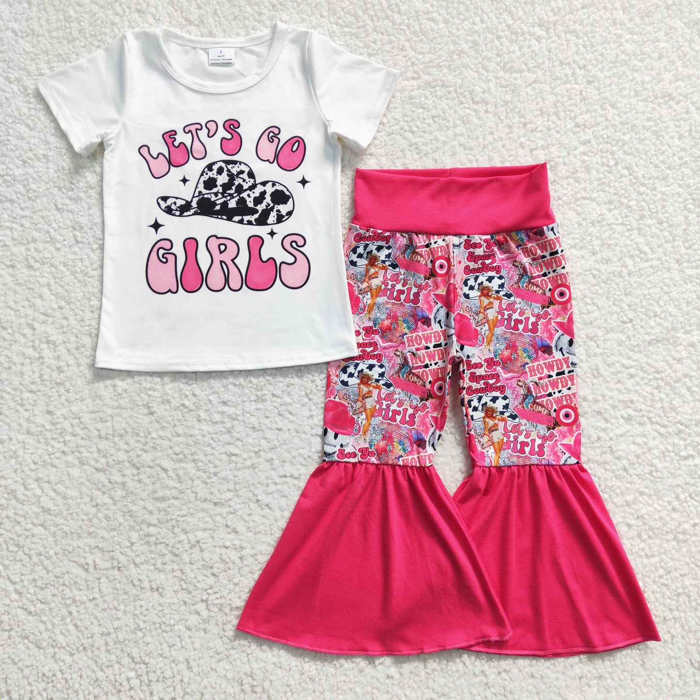 Let's go girls western design bell pants clothes set GSPO0511