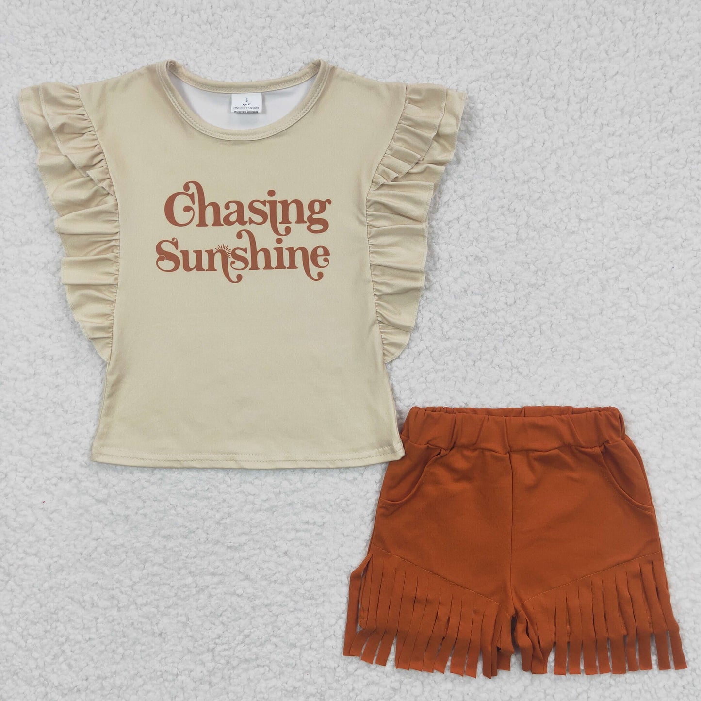 Chasing sunshine top tassels summer shorts clothes set GSSO0213