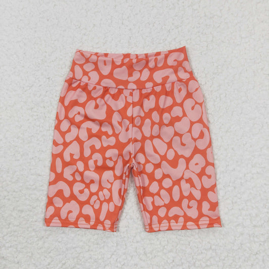 Girls orange leopard print summer biker shorts SS0035