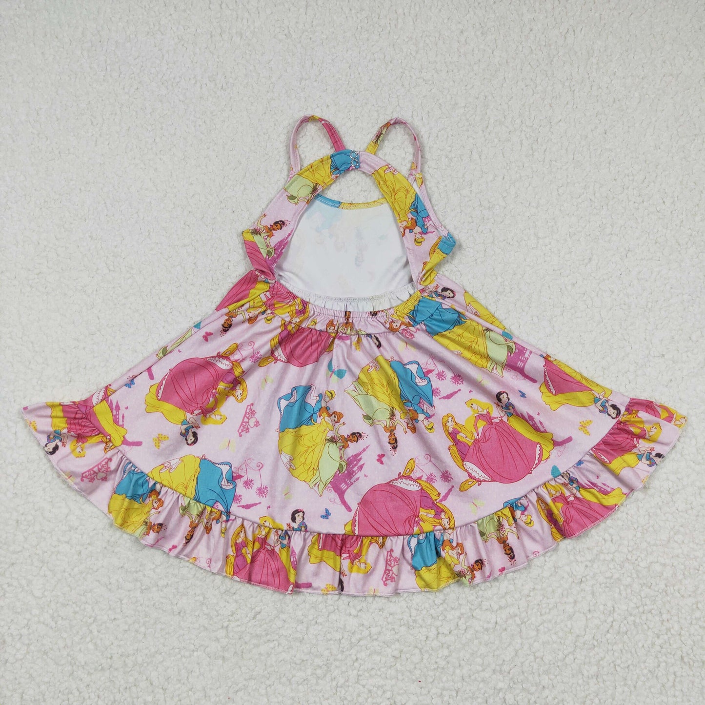 Girls summer pink princess print dress GSD0281