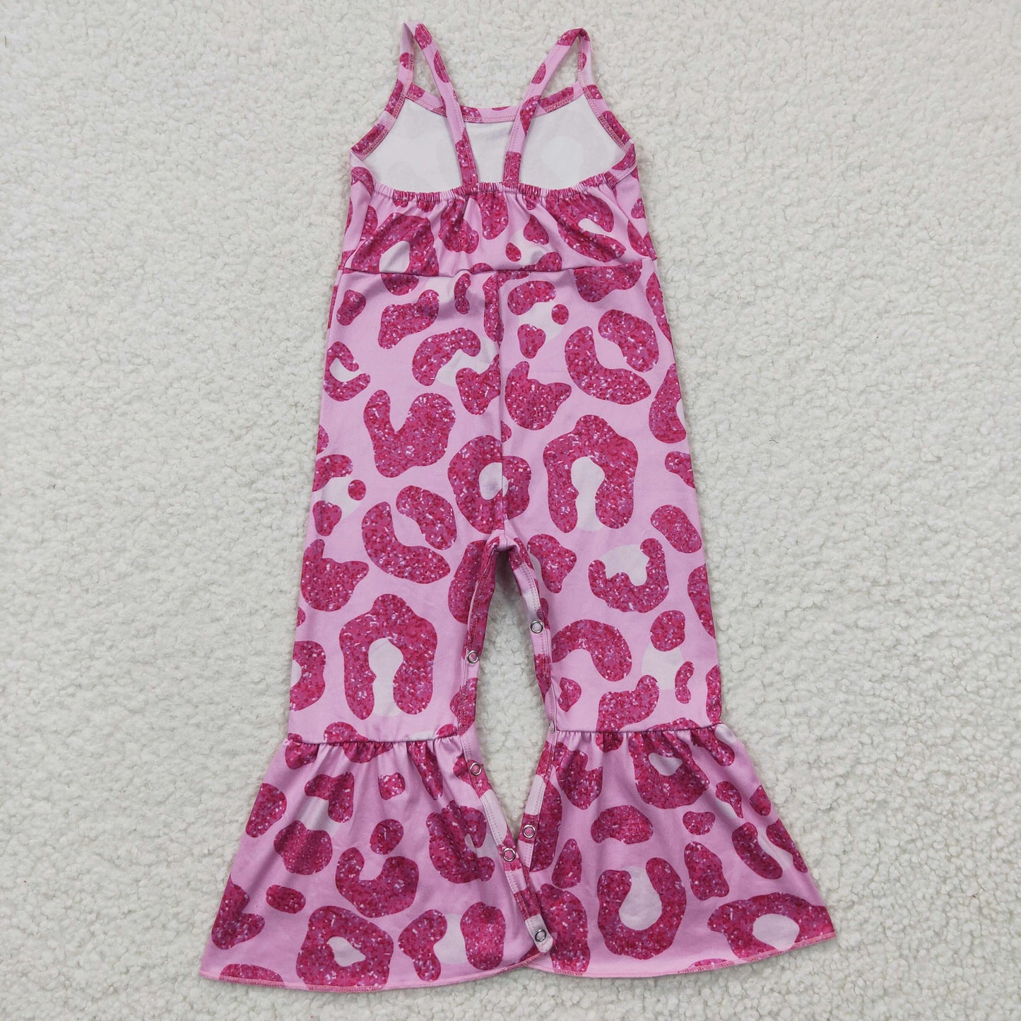 Girls pink leopard print summer jumpsuit   SR0216