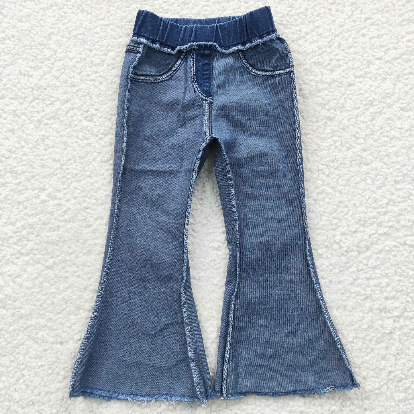 Baby Girls Blue Bleached Denim Bell Pants  P0070