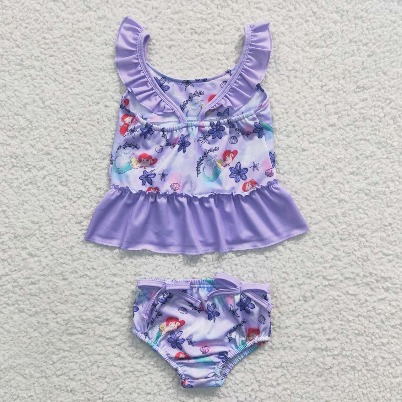 Girls purple cartoon print swimsuit    S0037