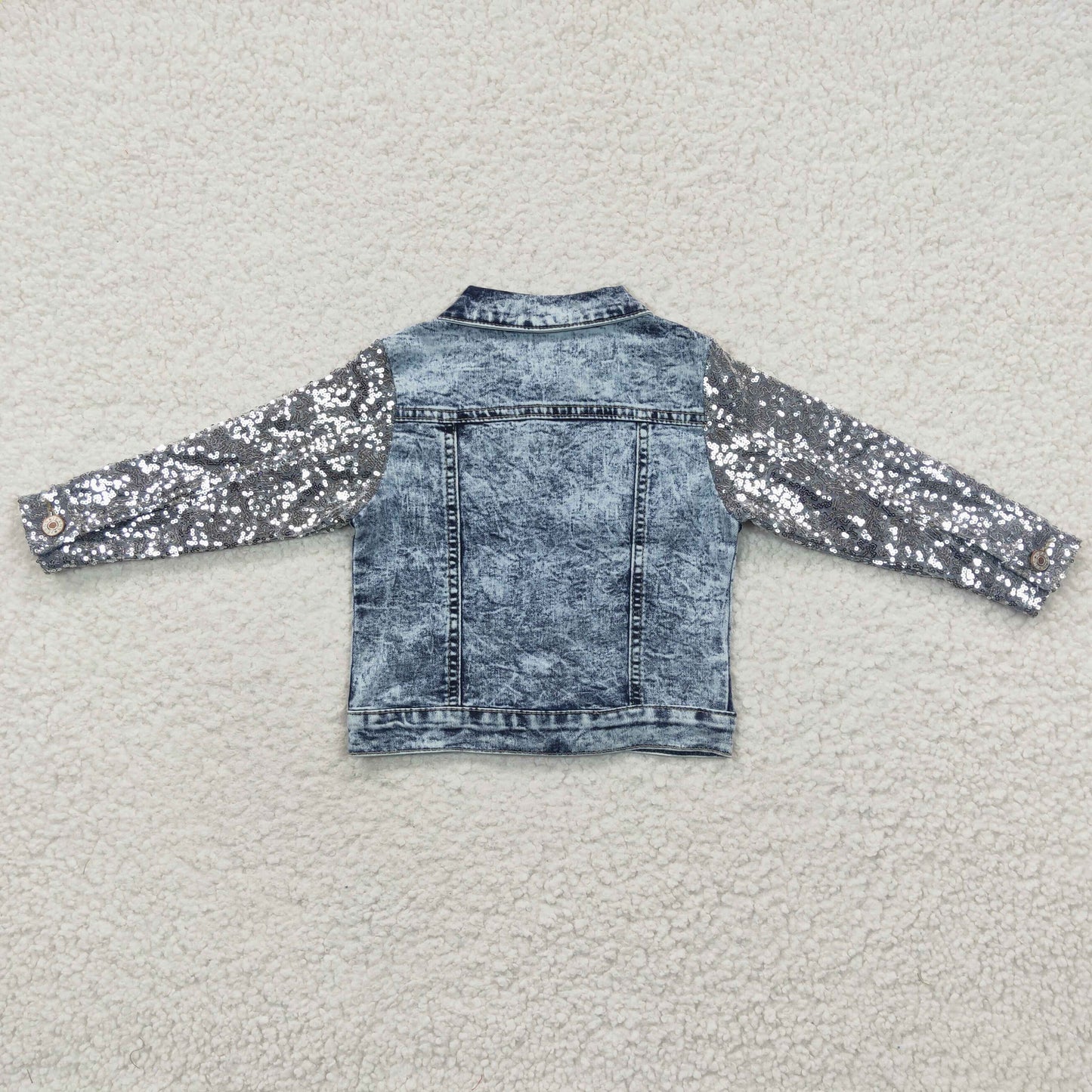 Girls Light Denim Color Sequin Long Sleeve Jackets Cardigans GT0148