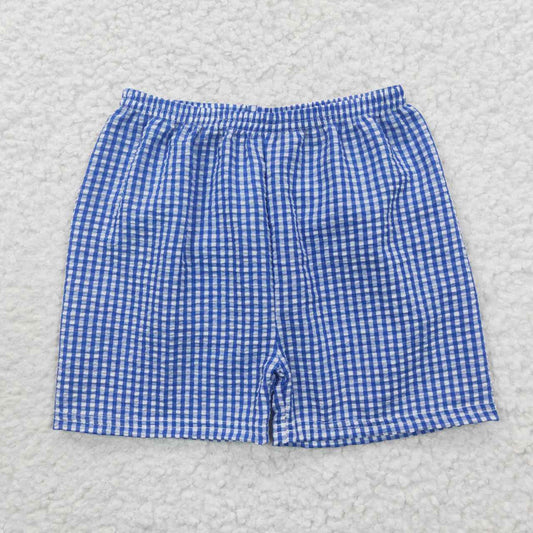 Boys blue plaid seersucker summer shorts SS0074