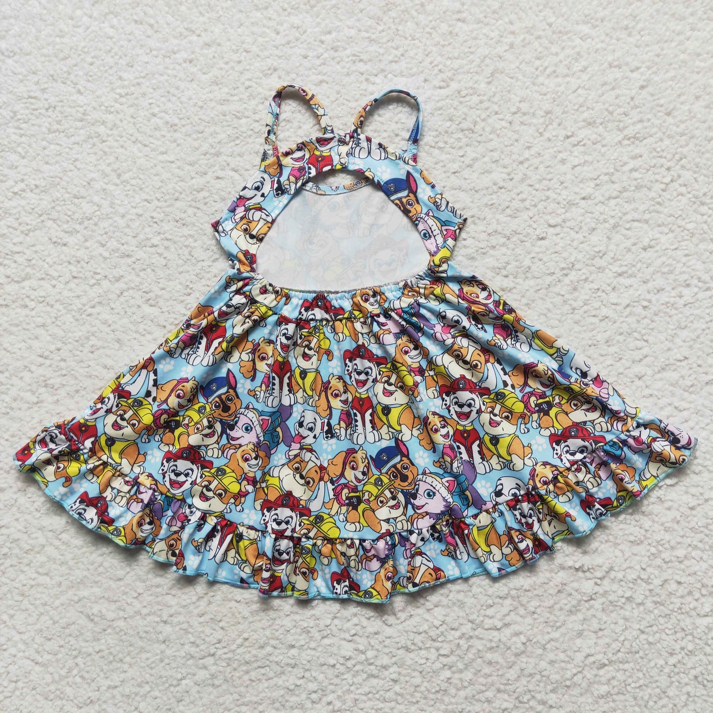 Girls spaghetti strap cartoon print summer dress GSD0291