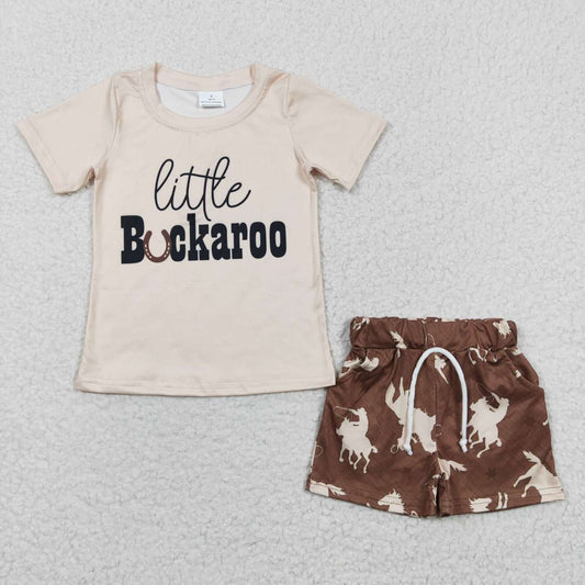 Little buckaroo print boys summer outfits BSSO0229