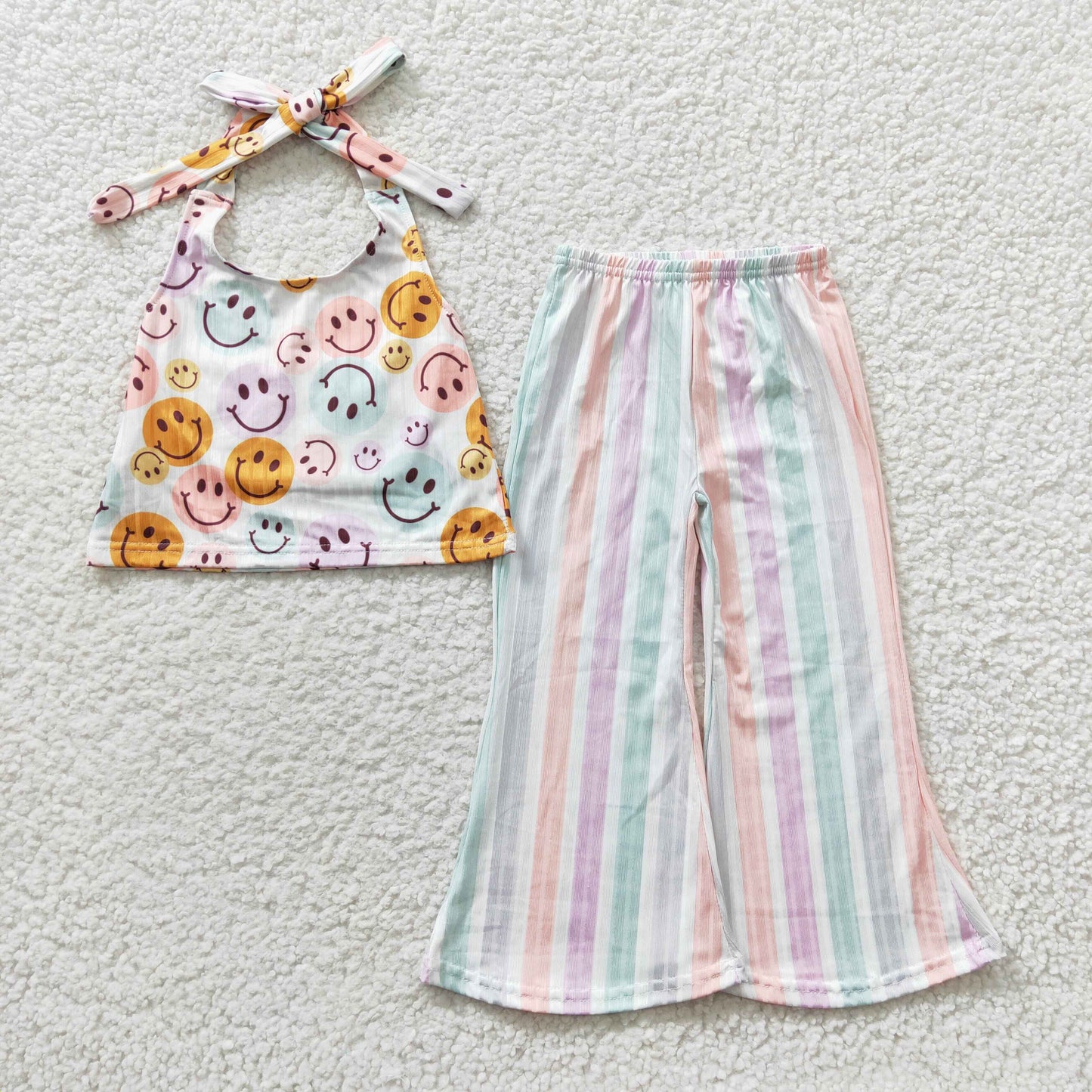 Girls Smile Halter Top Bell Bottom Pants Outfits GSPO0580