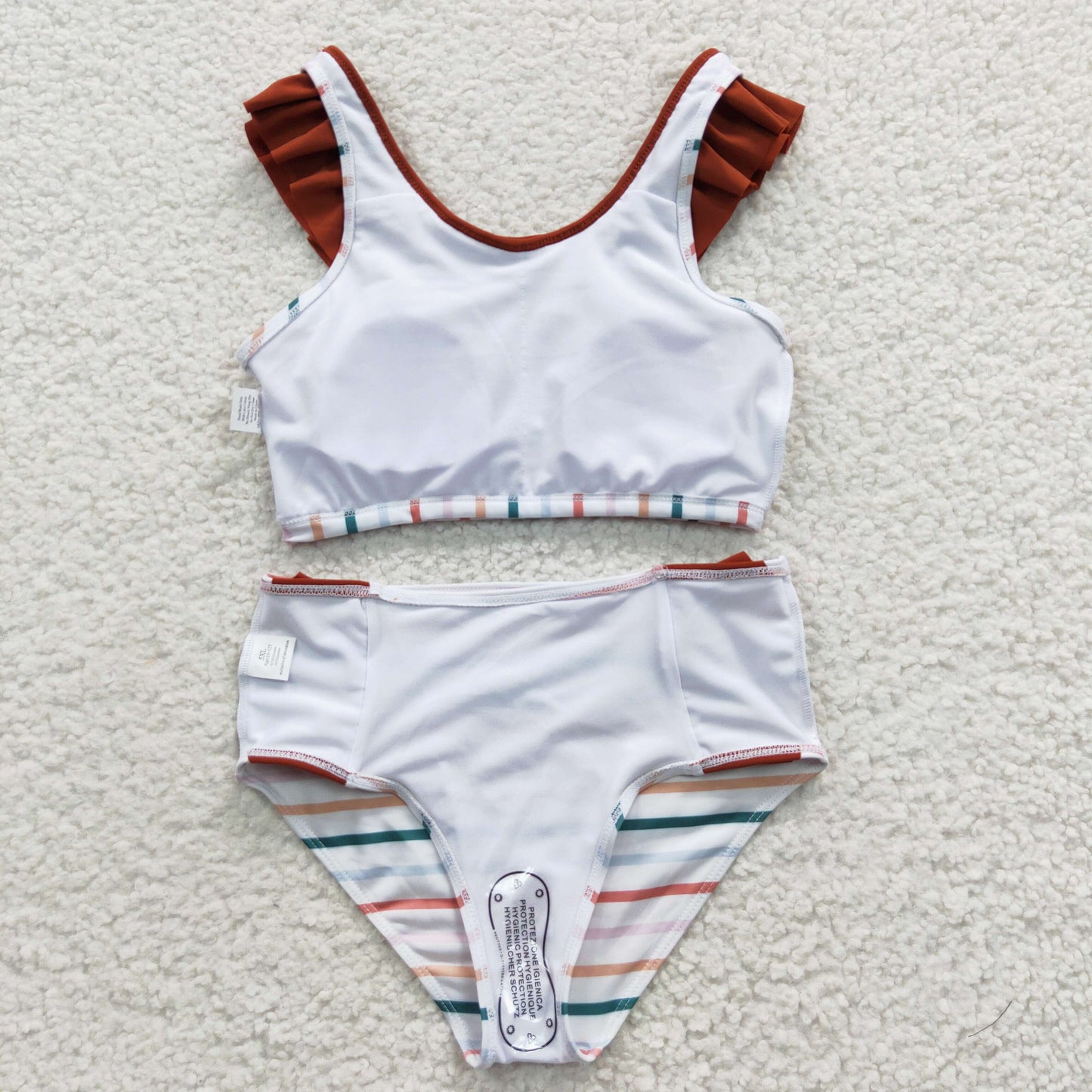 Girls stripes print 2 pieces lining swimsuits S0082