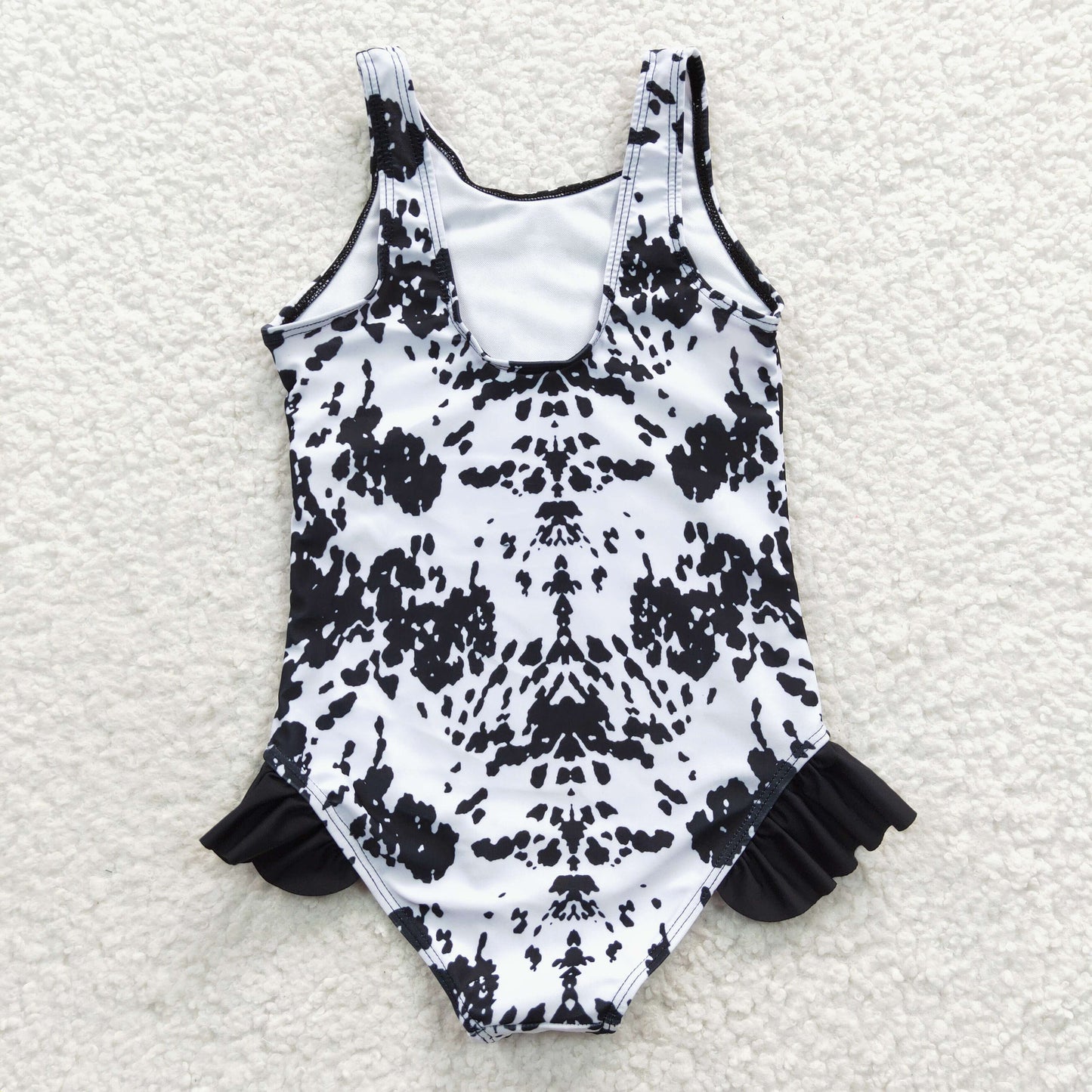 Girls black cow print 1 pieces lining swimsuits S0124