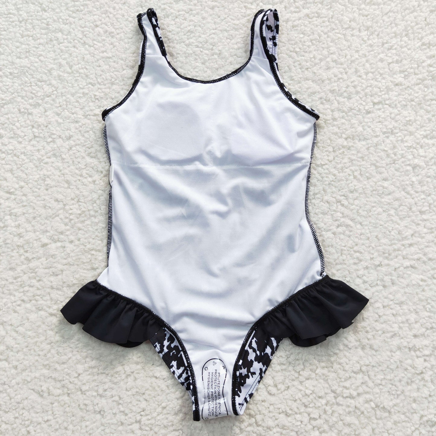 Girls black cow print 1 pieces lining swimsuits S0124