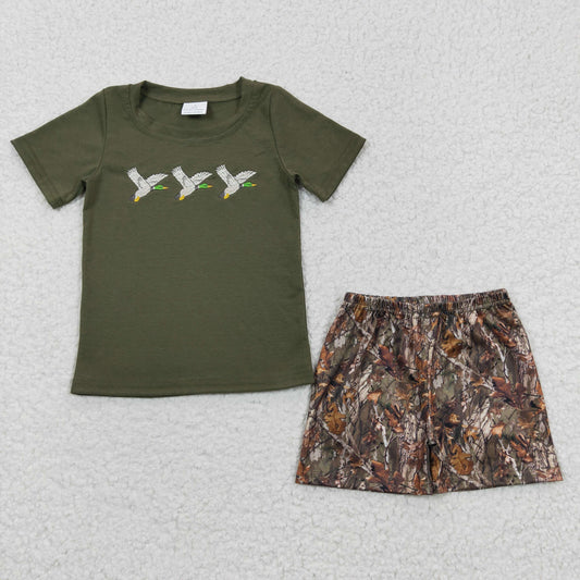 Boys duck camo print summer hunting design outfits BSSO0238