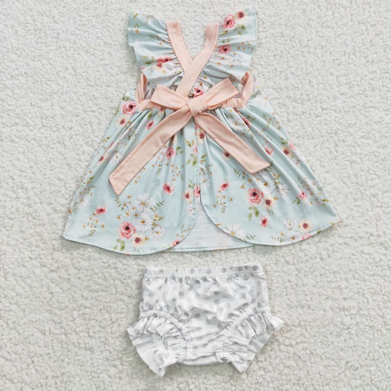 Baby girls floral print summer bummie set GBO0115