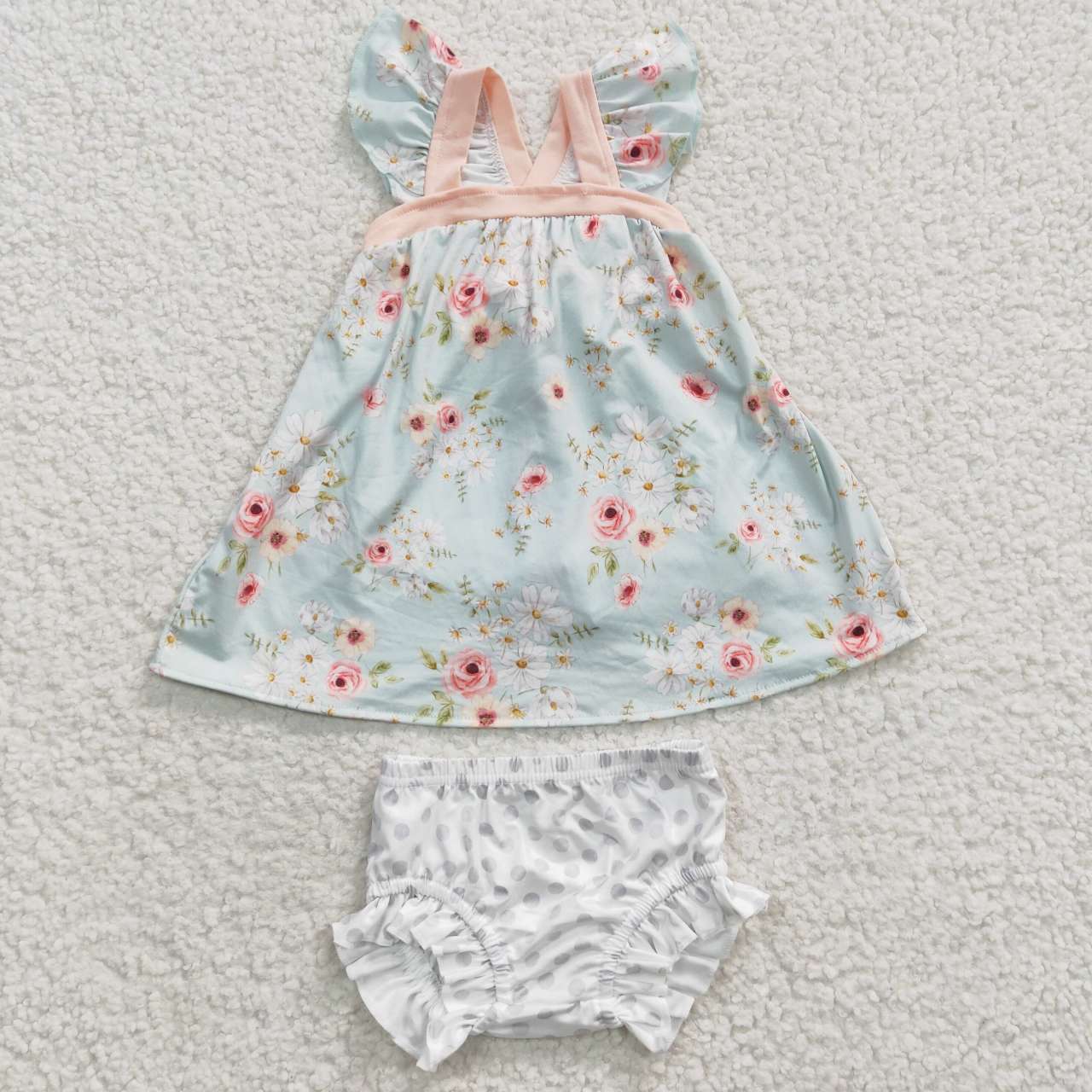 Baby girls floral print summer bummie set GBO0115