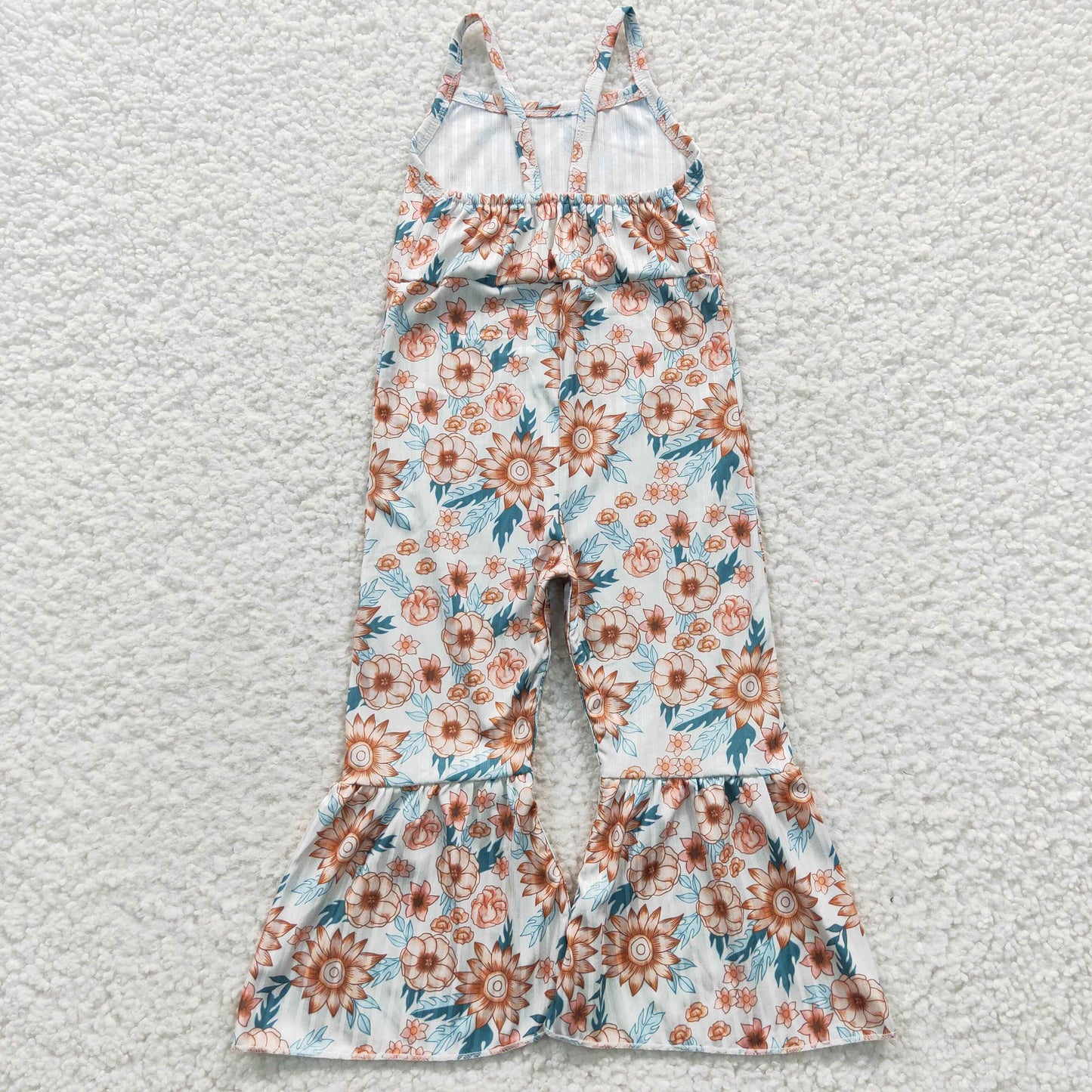 Girls spaghetti strap flowers print summer jumpsuit SR0309