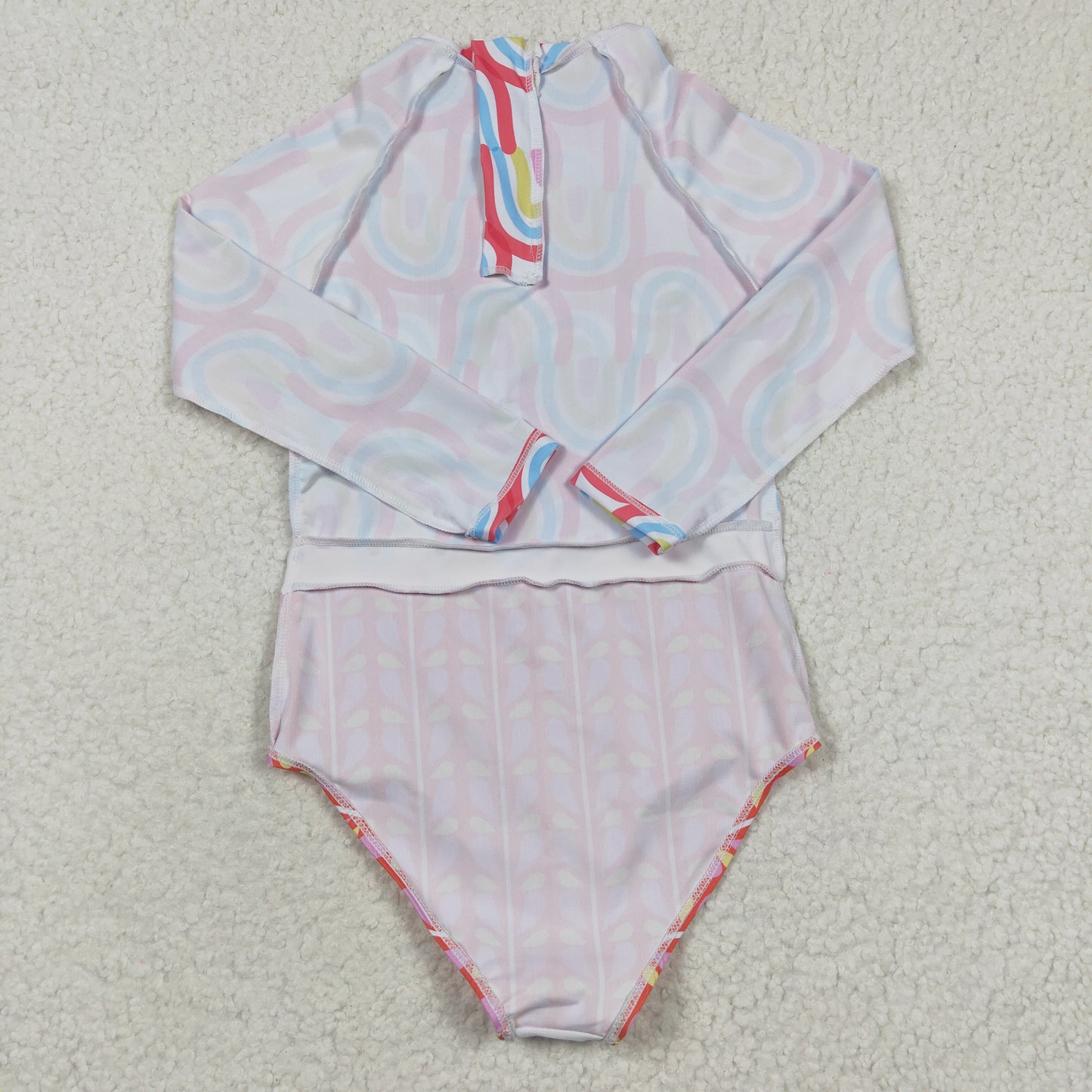 Girls rainbow print long sleeve swimsuits S0116