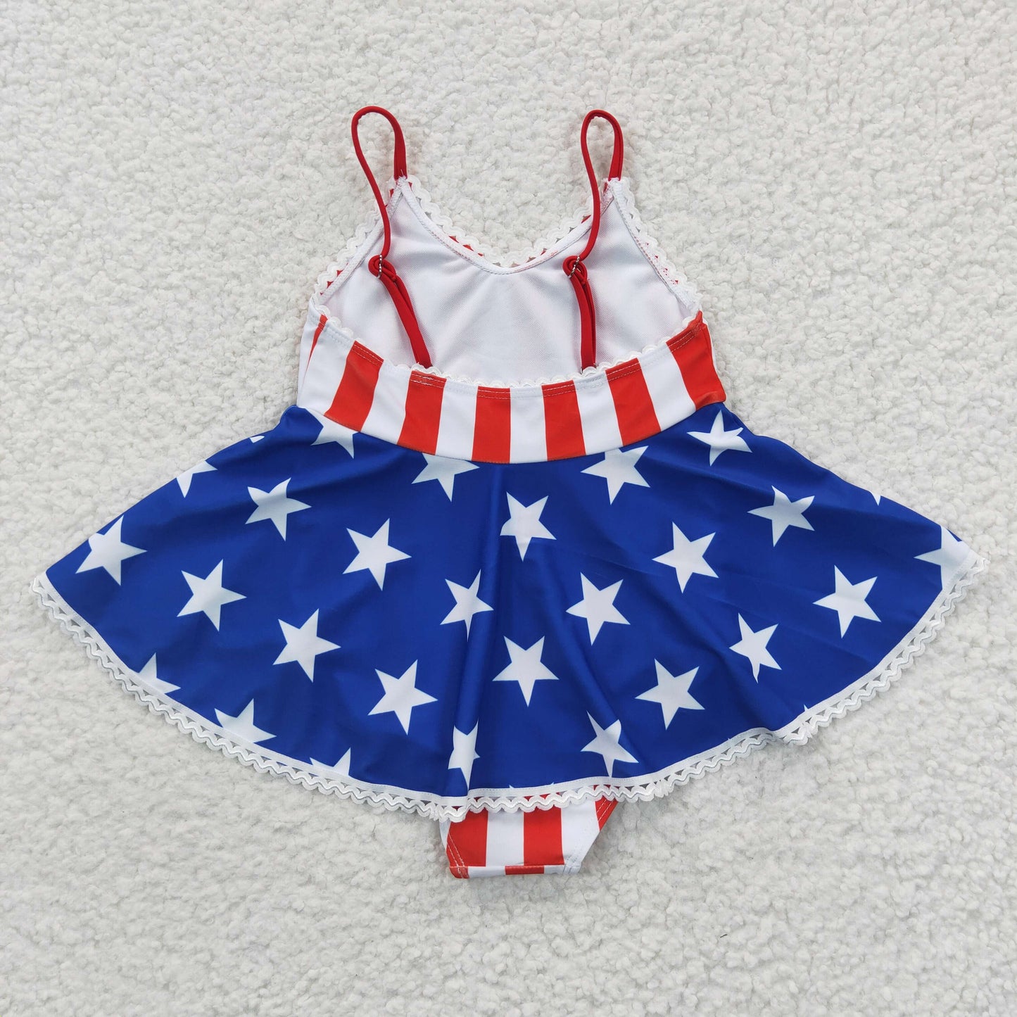 S0091 Girls star and stripes spaghetti strap 4th of July 1pc swimsuits