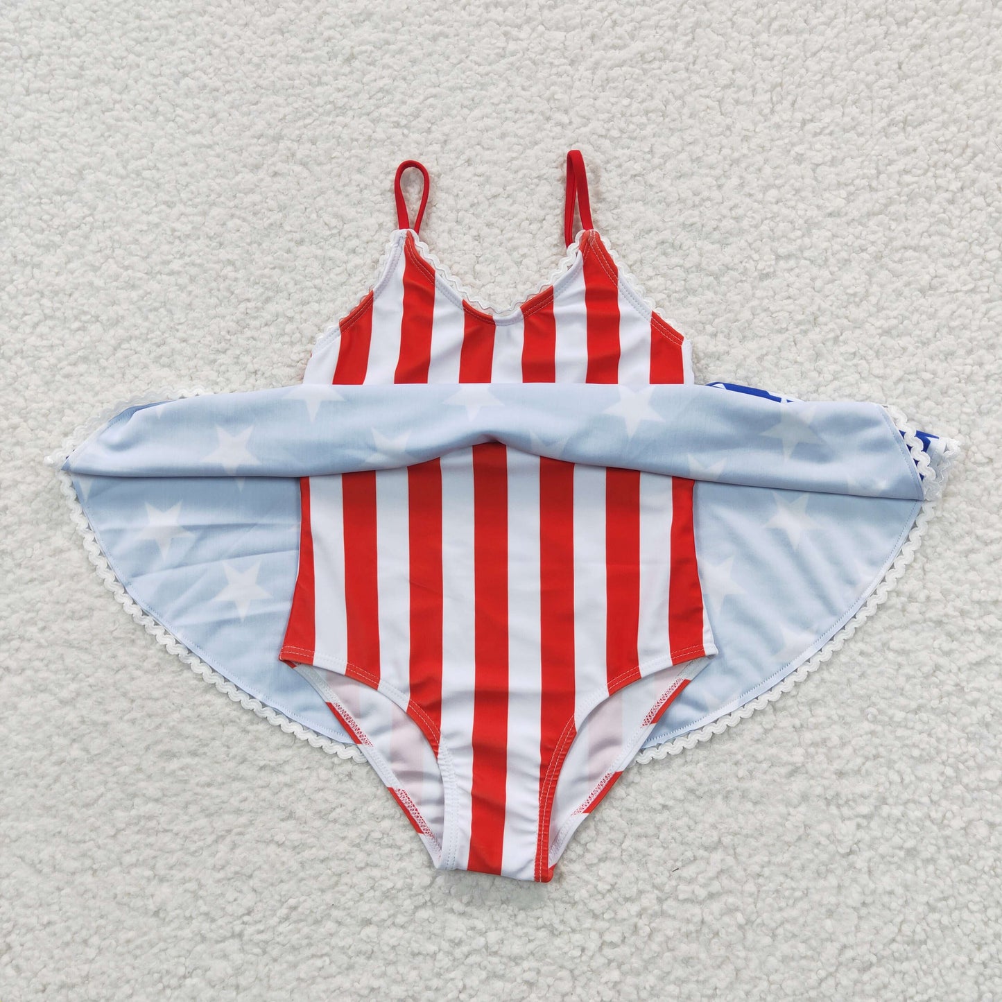 S0091 Girls star and stripes spaghetti strap 4th of July 1pc swimsuits