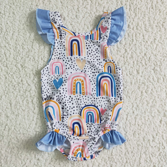 Girls rainbow print swimsuit S0002