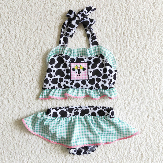 Girls cow print swimsuit S0005