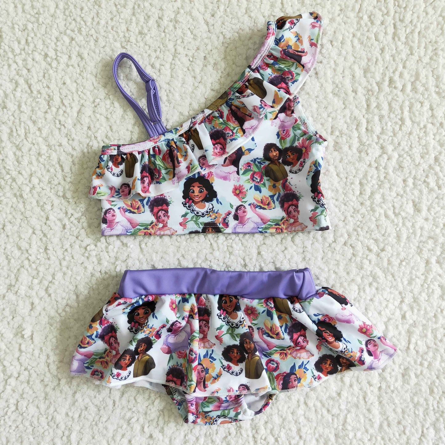 Girls cartoon print swimsuit S0014