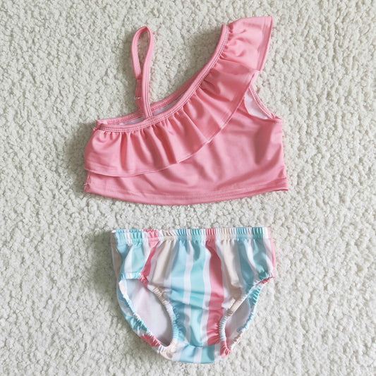 Girls stripes 2 piece swimsuits S0021