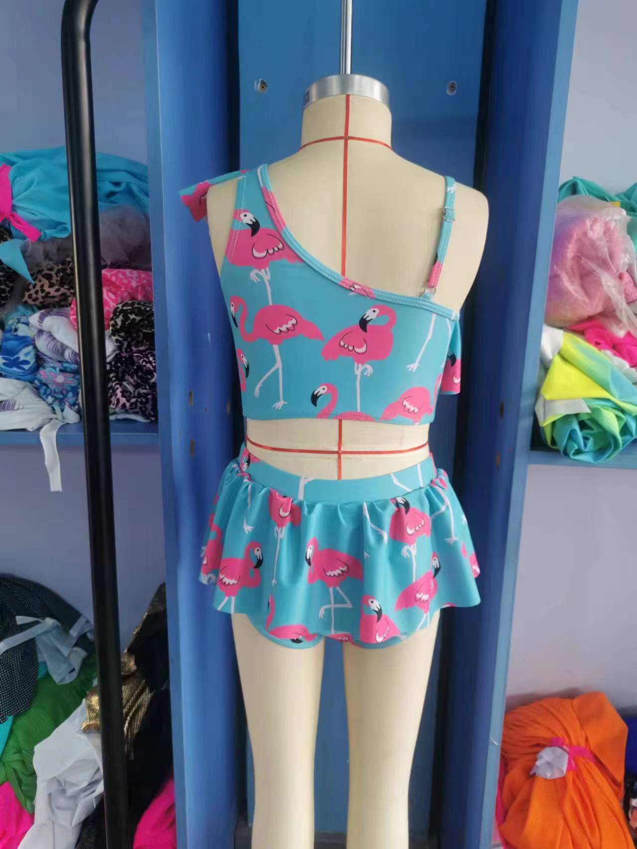 Girls flamingo print 2 pieces swimsuits S0087