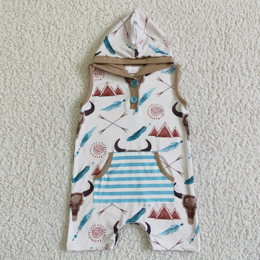 (Promotion)Boys sleeveless hooded romper SR0014