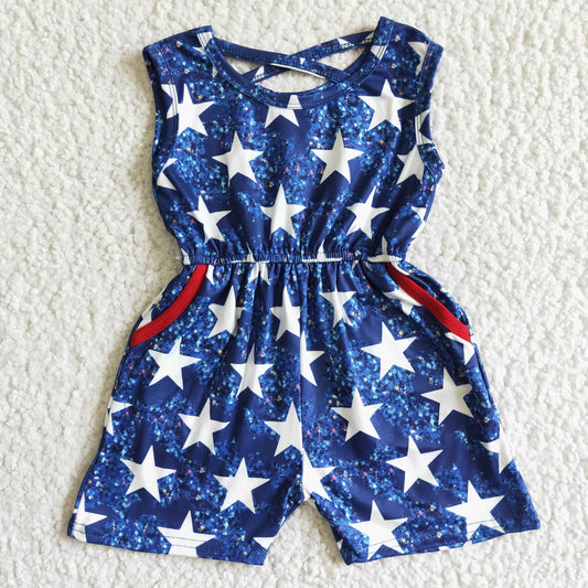 (Promotion)Sleeveless stars print 4th of July jumpsuits  SR0028