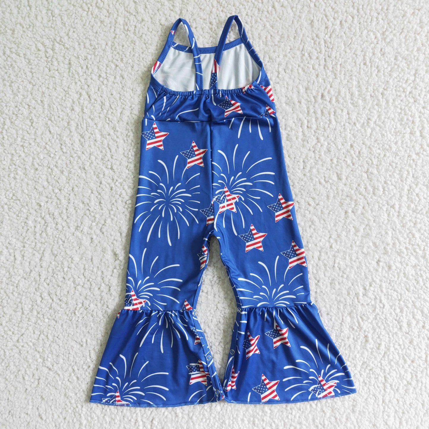 Sleeveless blue star print 4th of July jumpsuit  SR0055