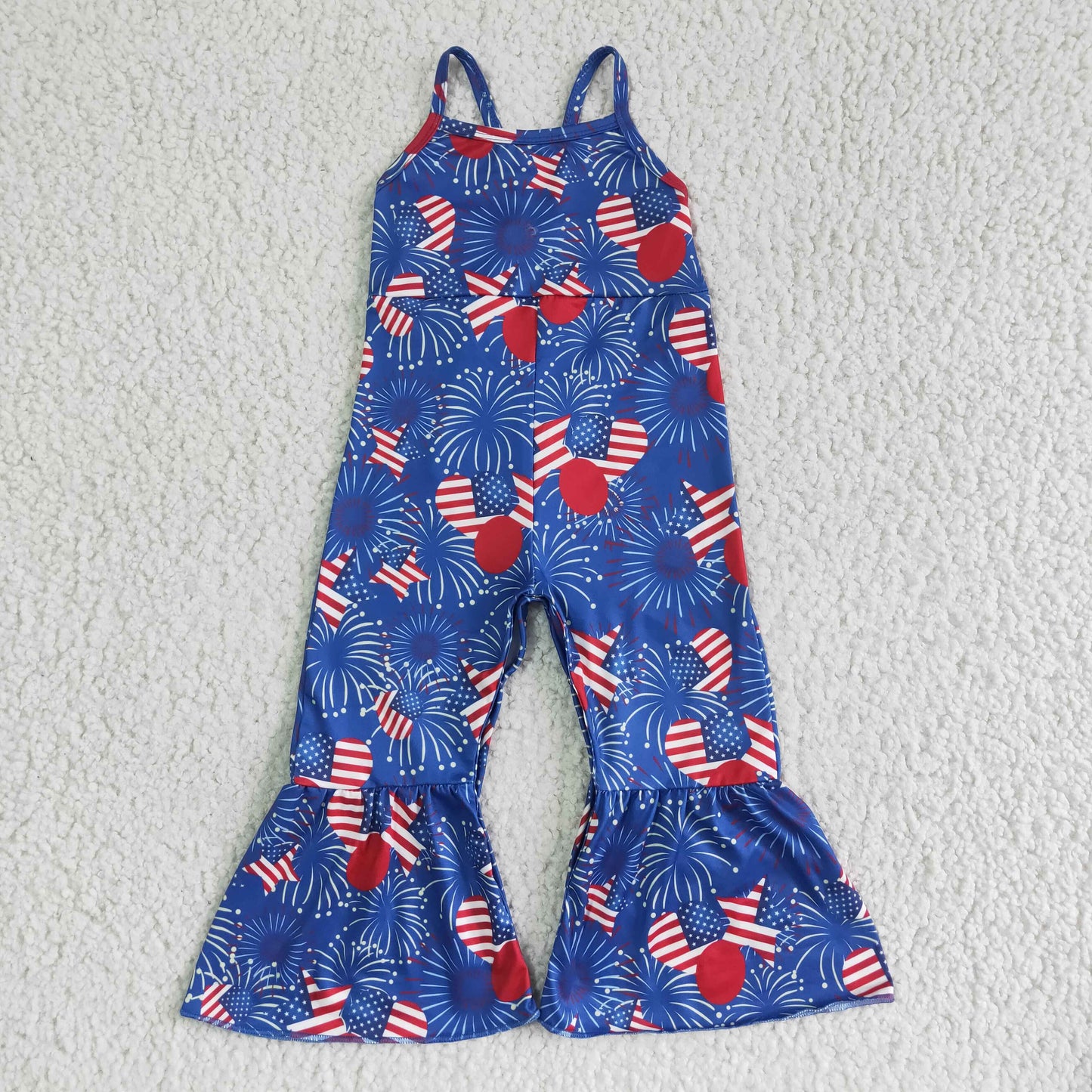 Star heart firework print sleeveless 4th of July jumpsuit  SR0056