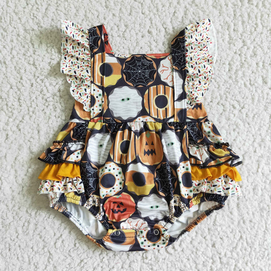 Baby girls bubble doughnut design Halloween romper       SR0079