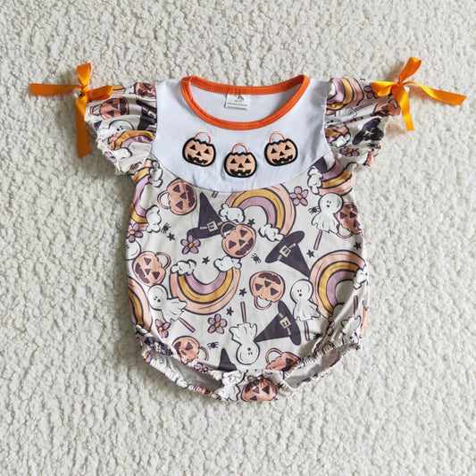 Girls Halloween embroidery romper    SR0086