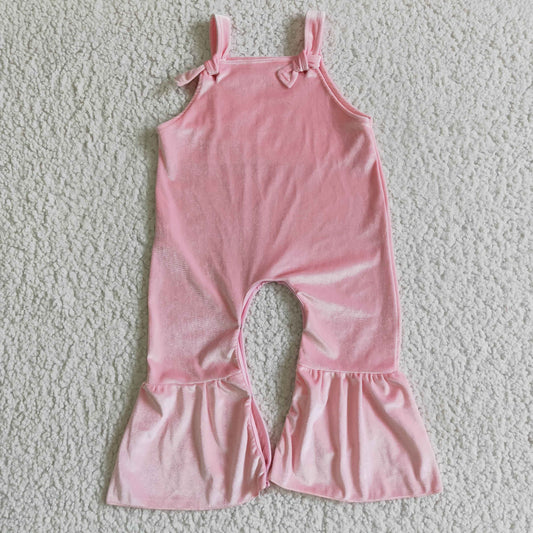 Baby Girls pink velvet romper      SR0088