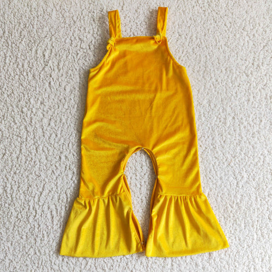 Baby Girls mustard velvet romper      SR0089