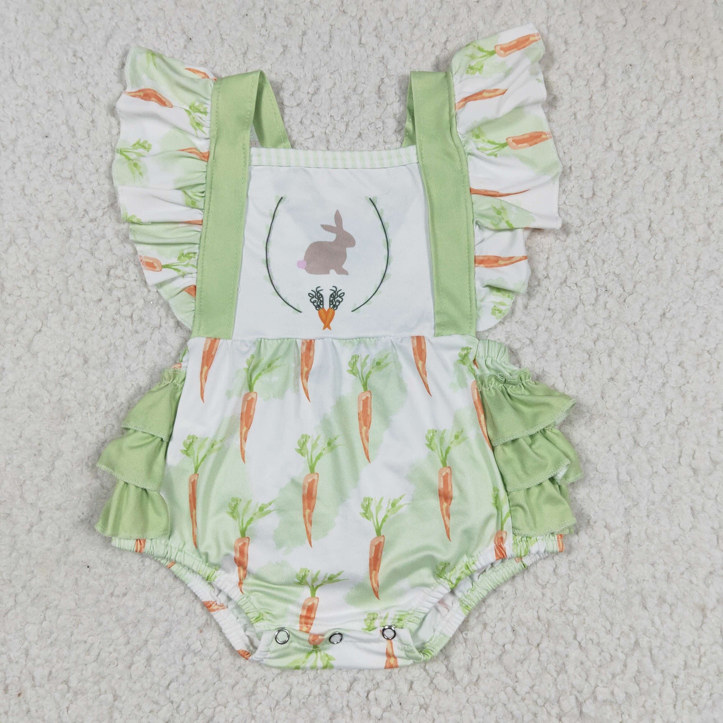 Baby girls carota print Easter bubble romper   SR0112