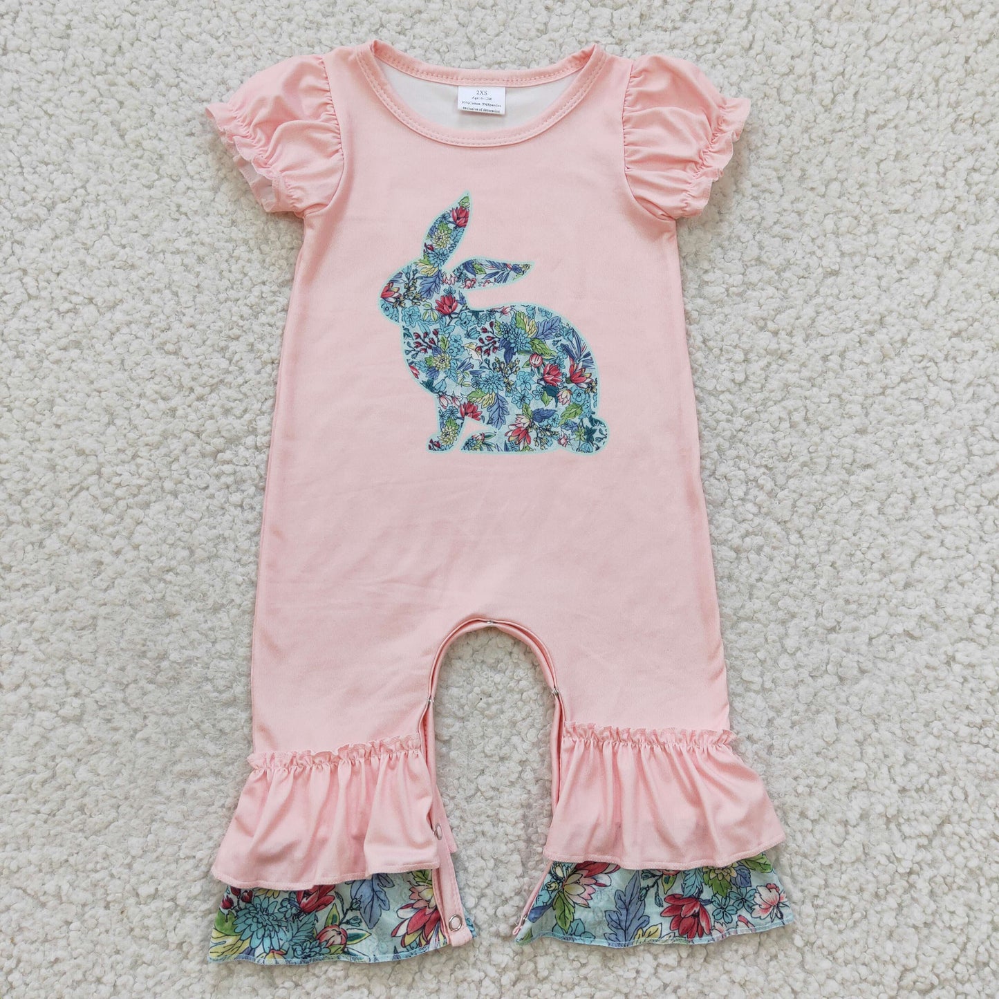 Girls flowers print bunny romper   SR0163