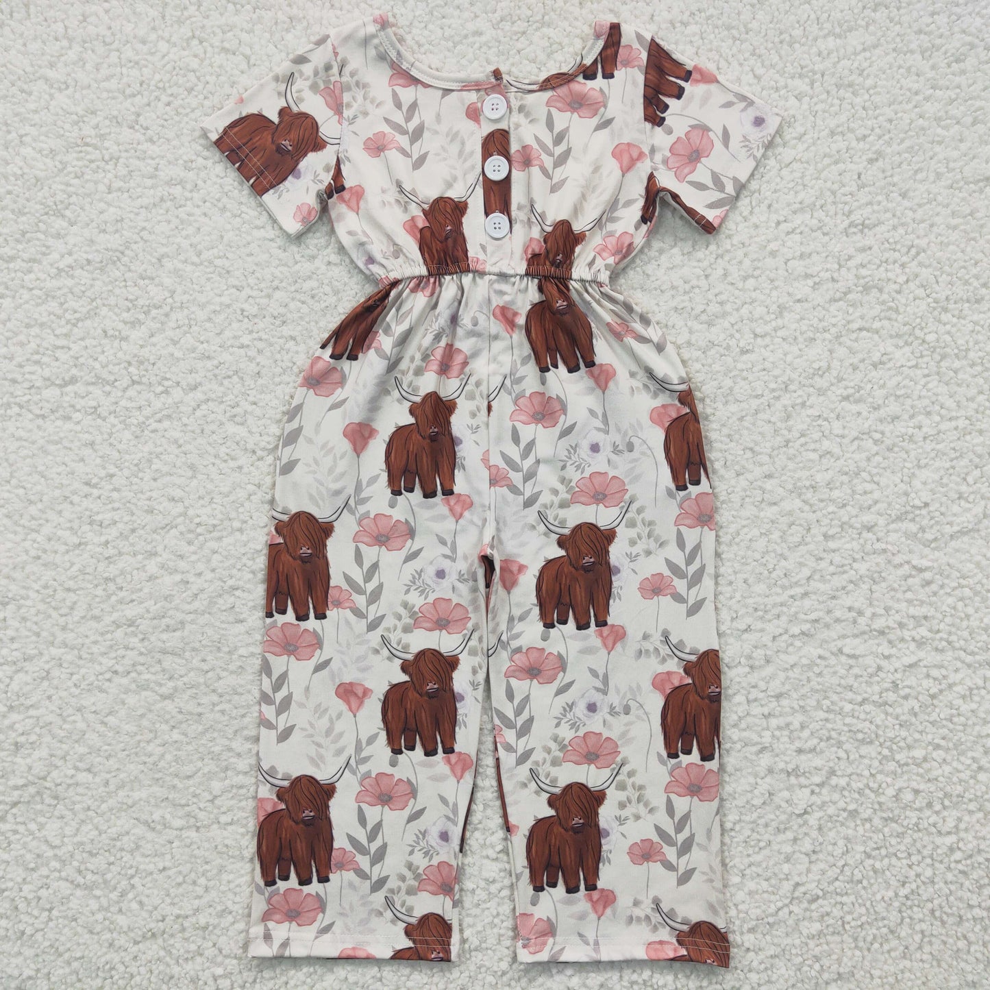 Girls highland cow print summer jumpsuit   SR0227