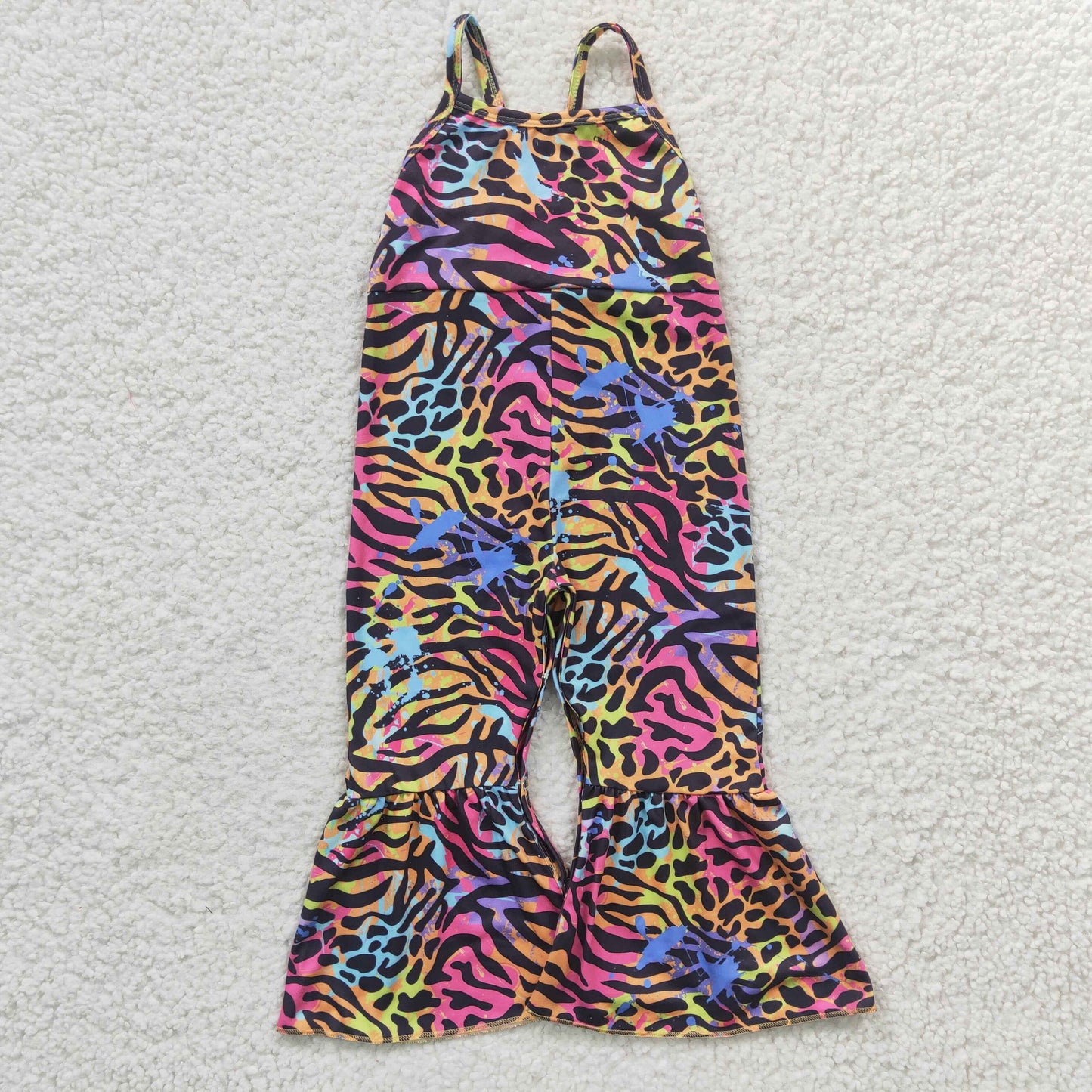 Girls colors leopard print summer sleeveless jumpsuit   SR0232